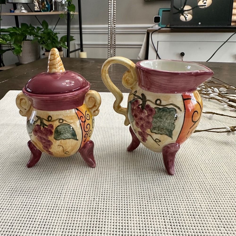 Giftcraft Elizabeth Munro's Montage Cream and Sugar Bowl w/ Lid‎ Set New